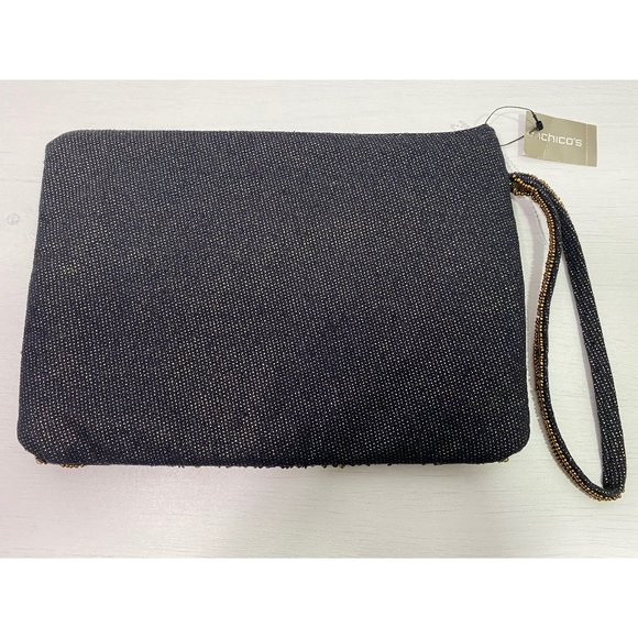 Chicos Beaded Clutch Wristlet Purse Pouch Zip Top NWT - Picture 9 of 14